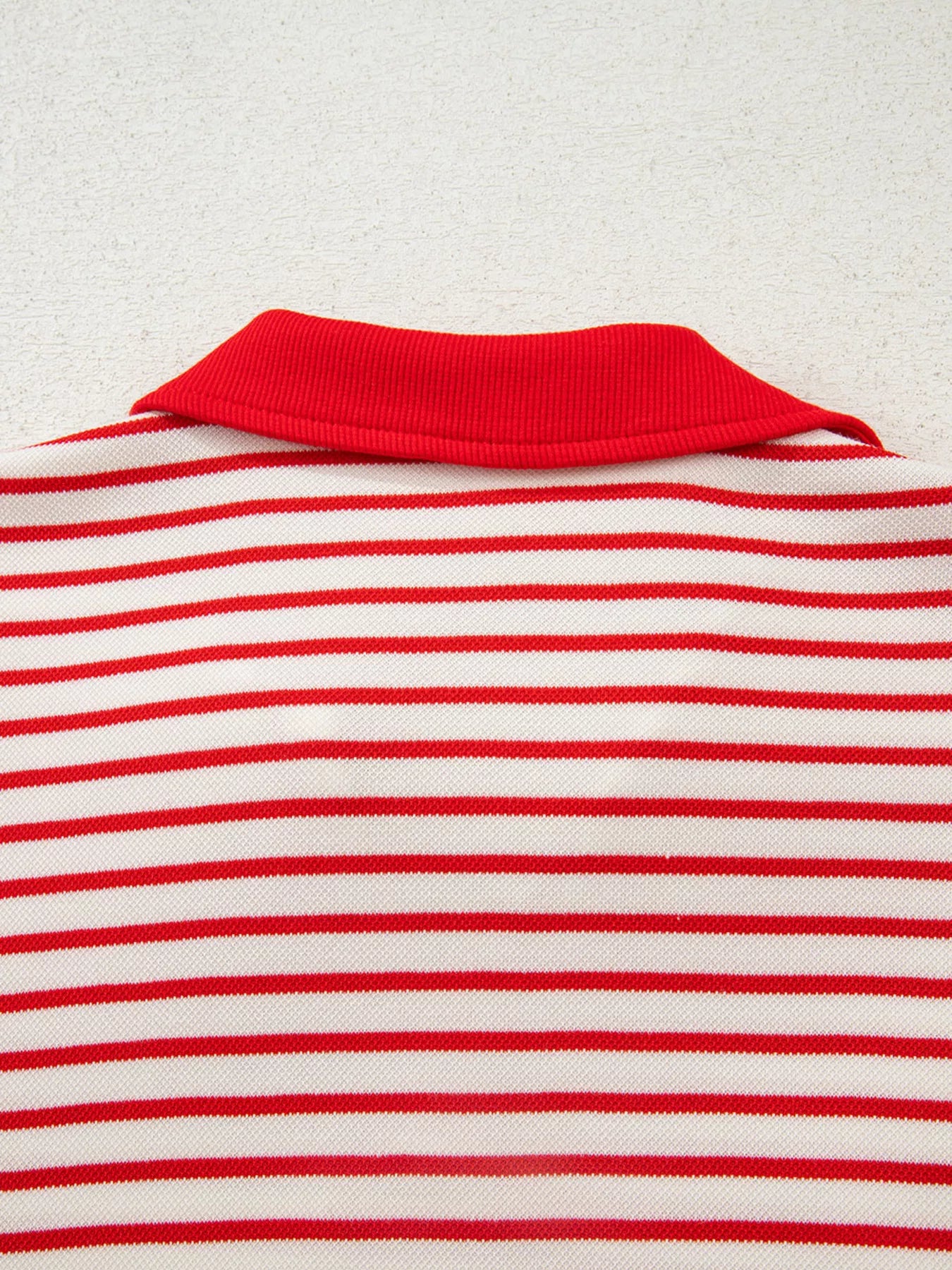 Stripe Collared V Neck Drop Shoulder Pullover and Skort 2pcs Outfit