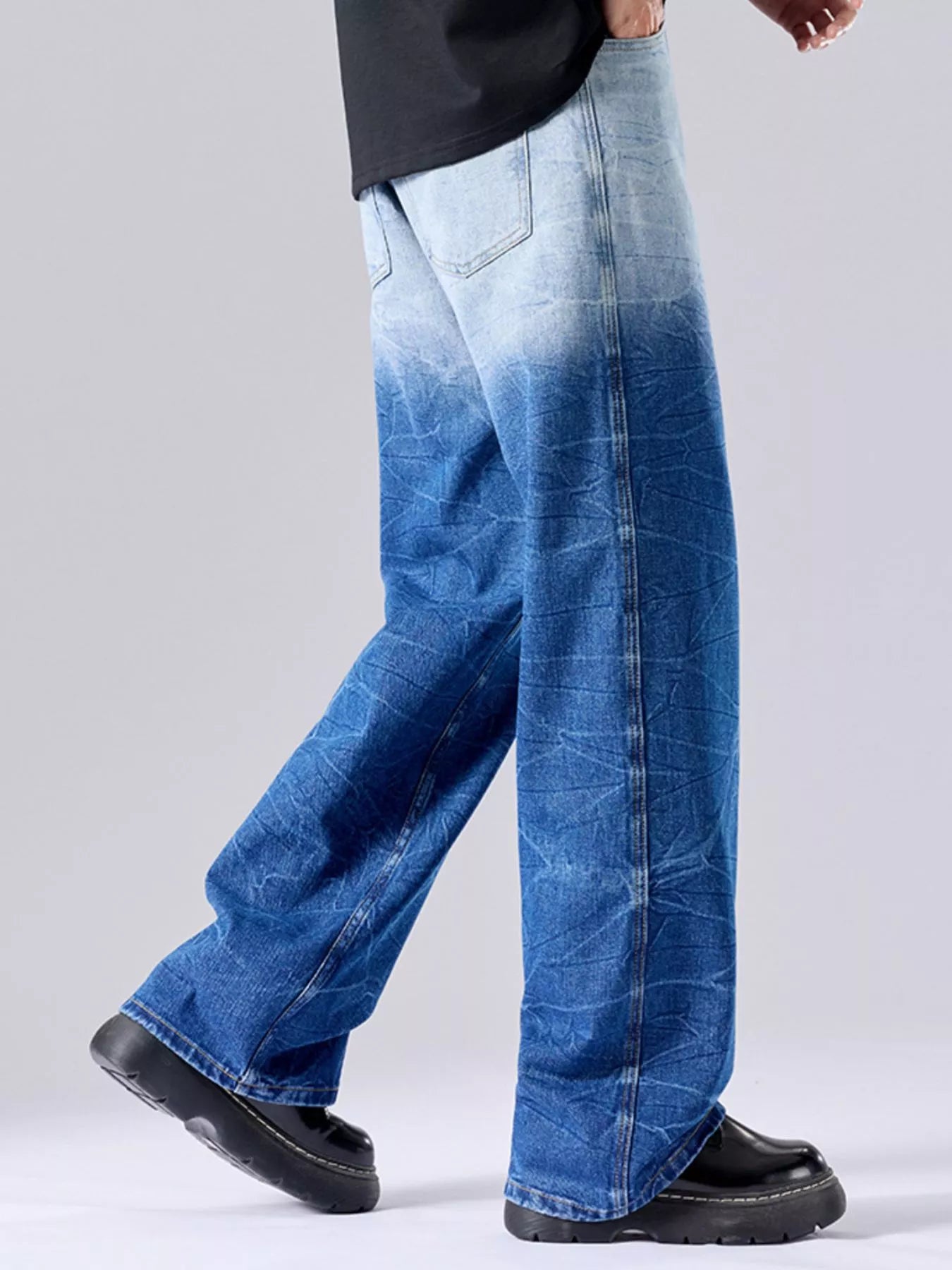 Men's Full Size Ombre Wash Wide Leg Jeans Plus Size
