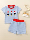 Children's Ice Cream Striped Tee and Shorts Set