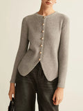 Ribbed Knit Button-Down Cardigan