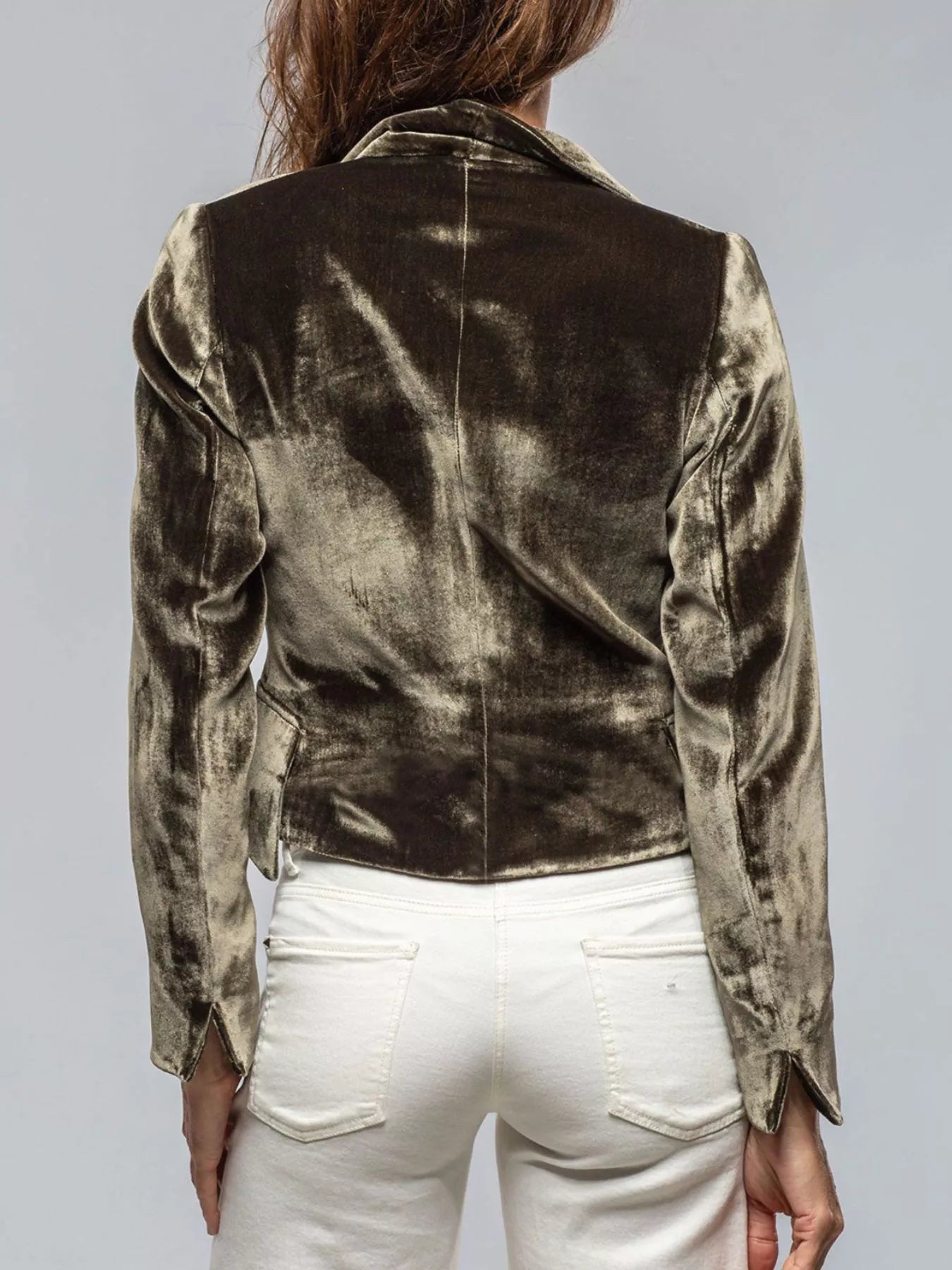 Velvet Lapel Collar One Button Blazer