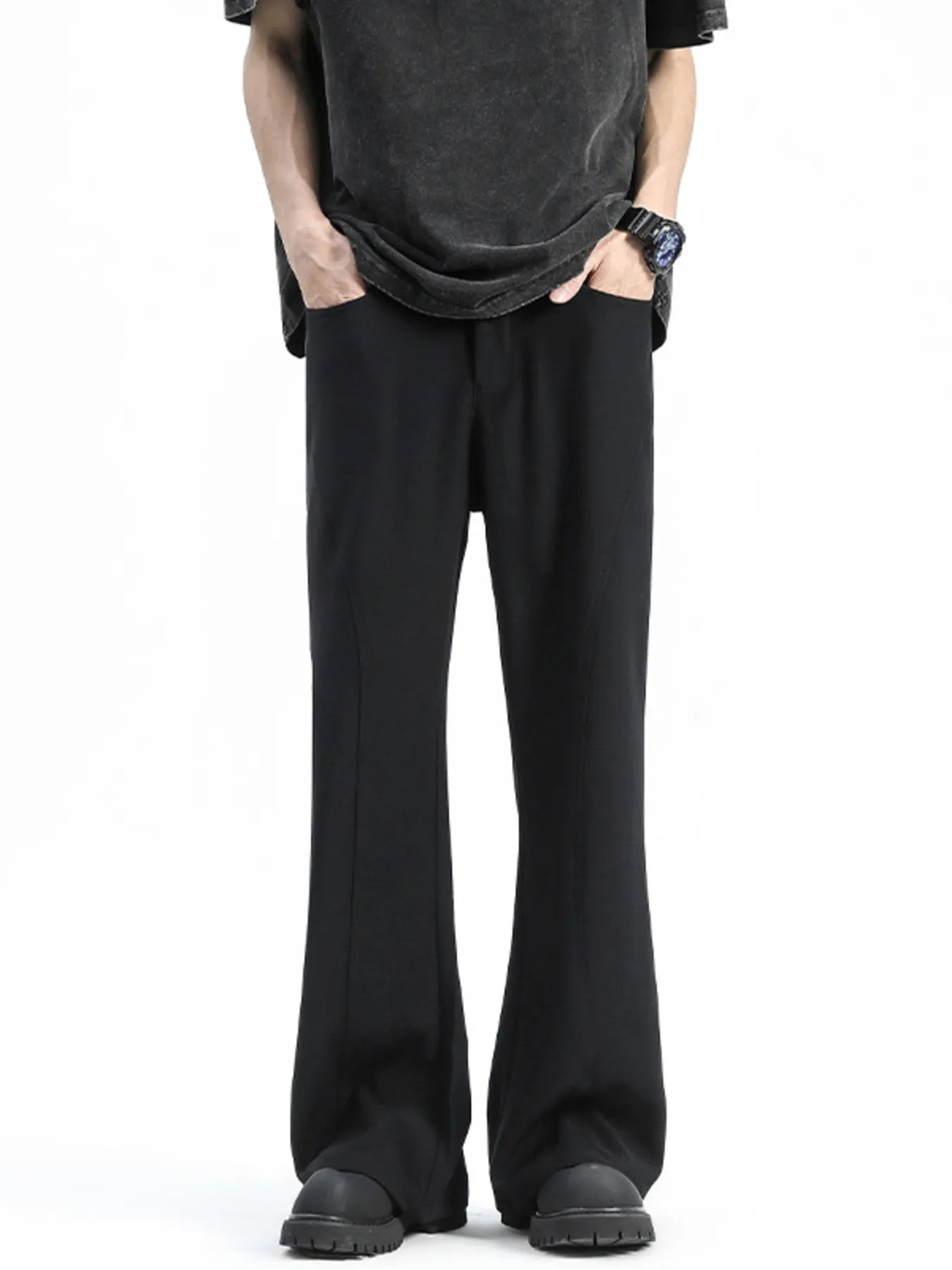 Men's Full Size Relaxed Fit Flare Leg Pants Plus Size