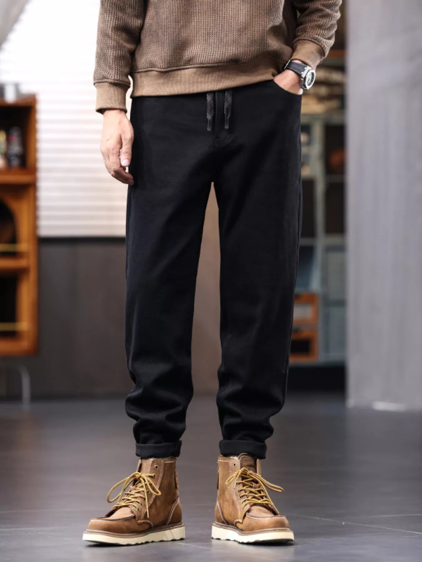 Men's Plus Size Casual Drawstring Jeans