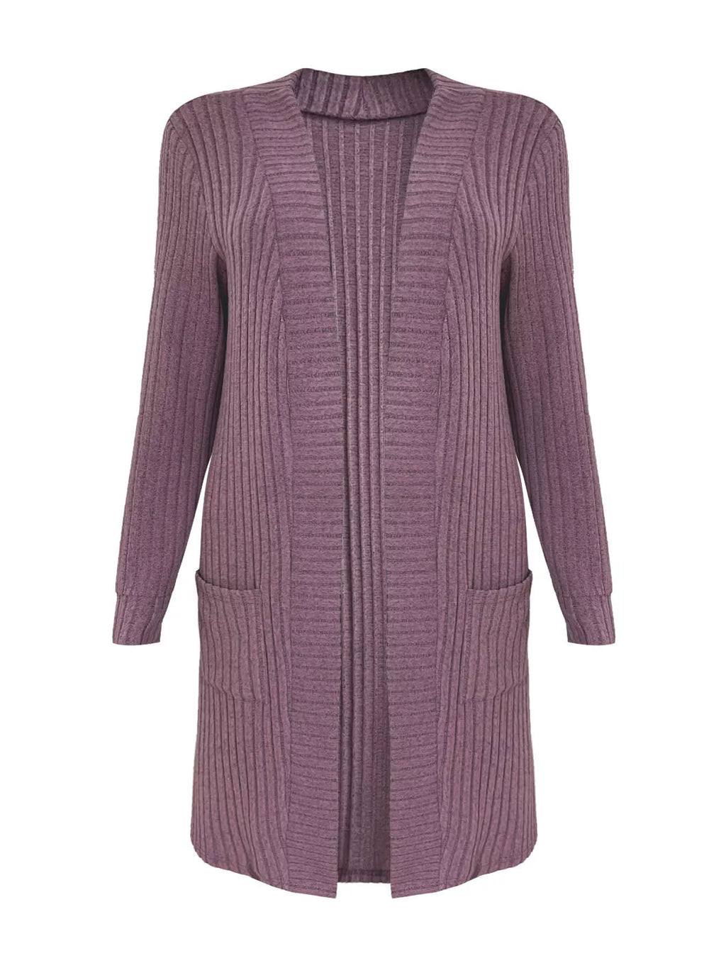 Ribbed Knit Open Front Cardigan