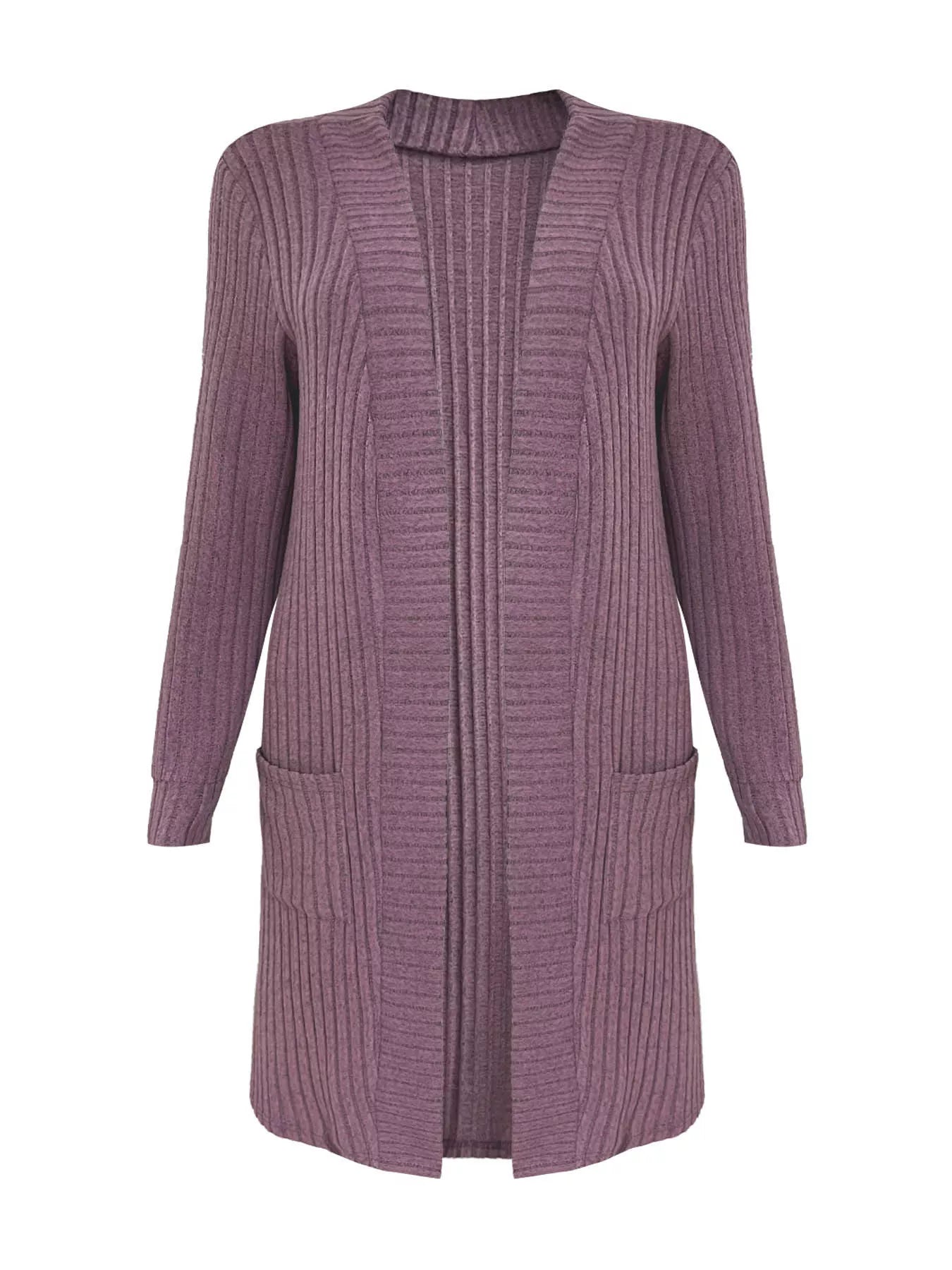 Ribbed Knit Open Front Cardigan