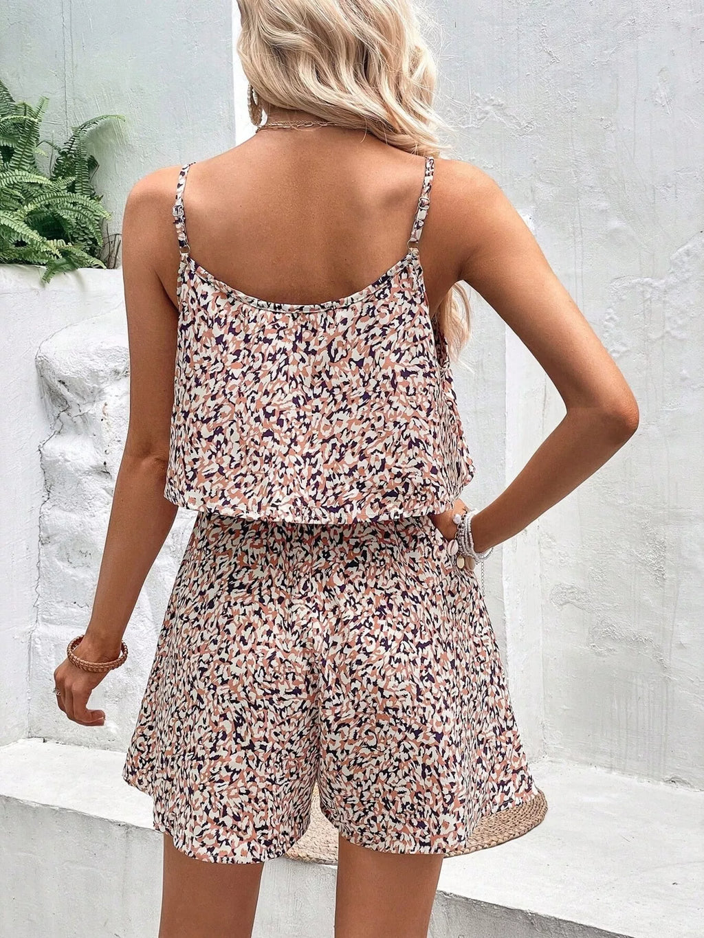 Printed Spaghetti Strap Romper