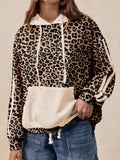 Leopard Print Long Sleeve Hoodie with Pocket