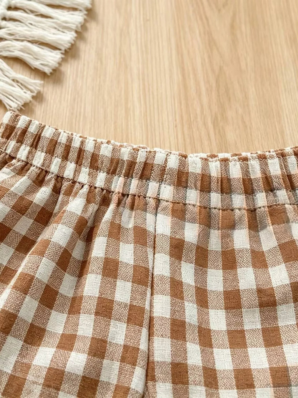 Children's Gingham Ruffle Trim Top and Shorts Set