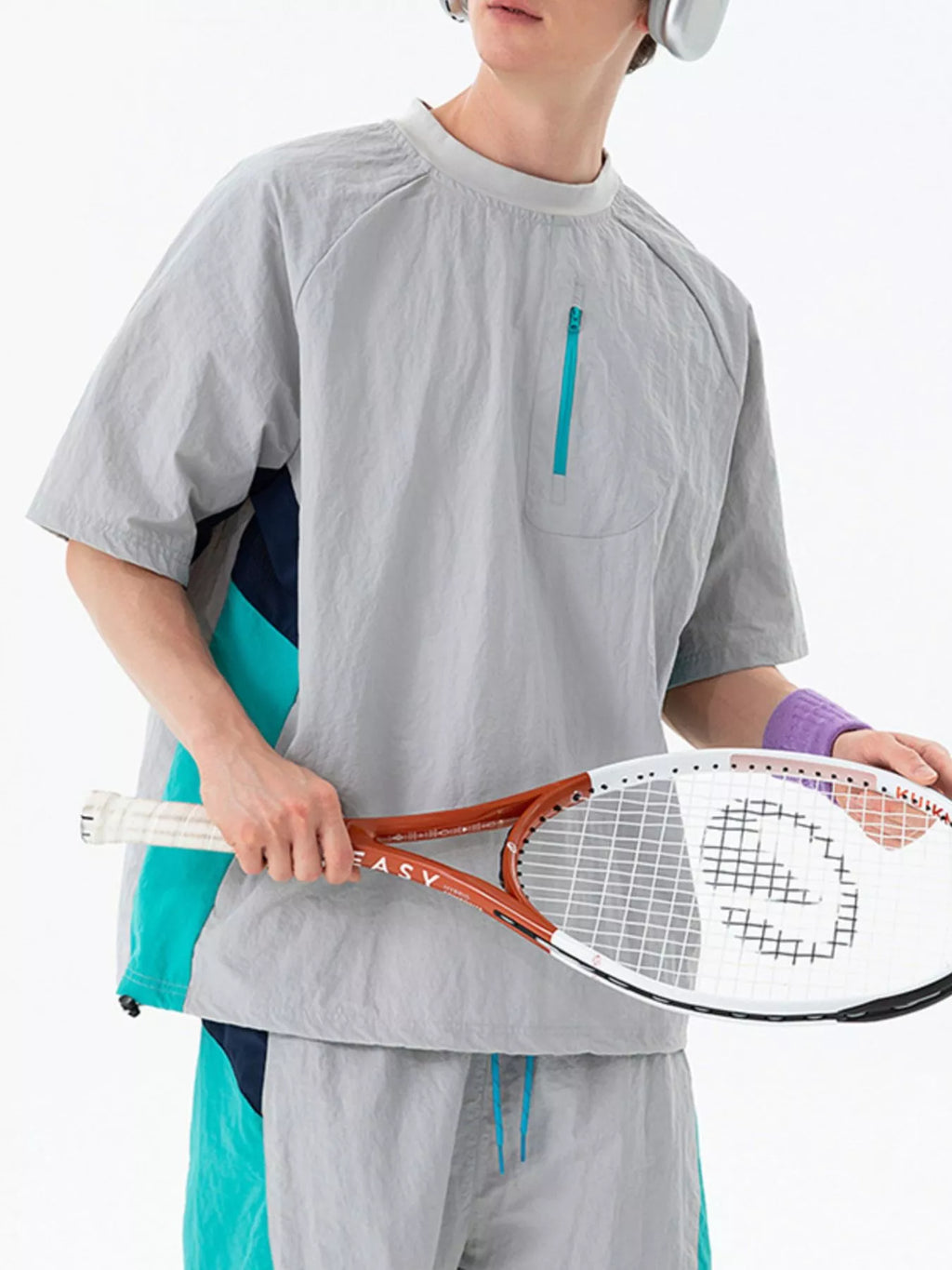 Men's Contrast Round Neck Short Sleeve T-Shirt