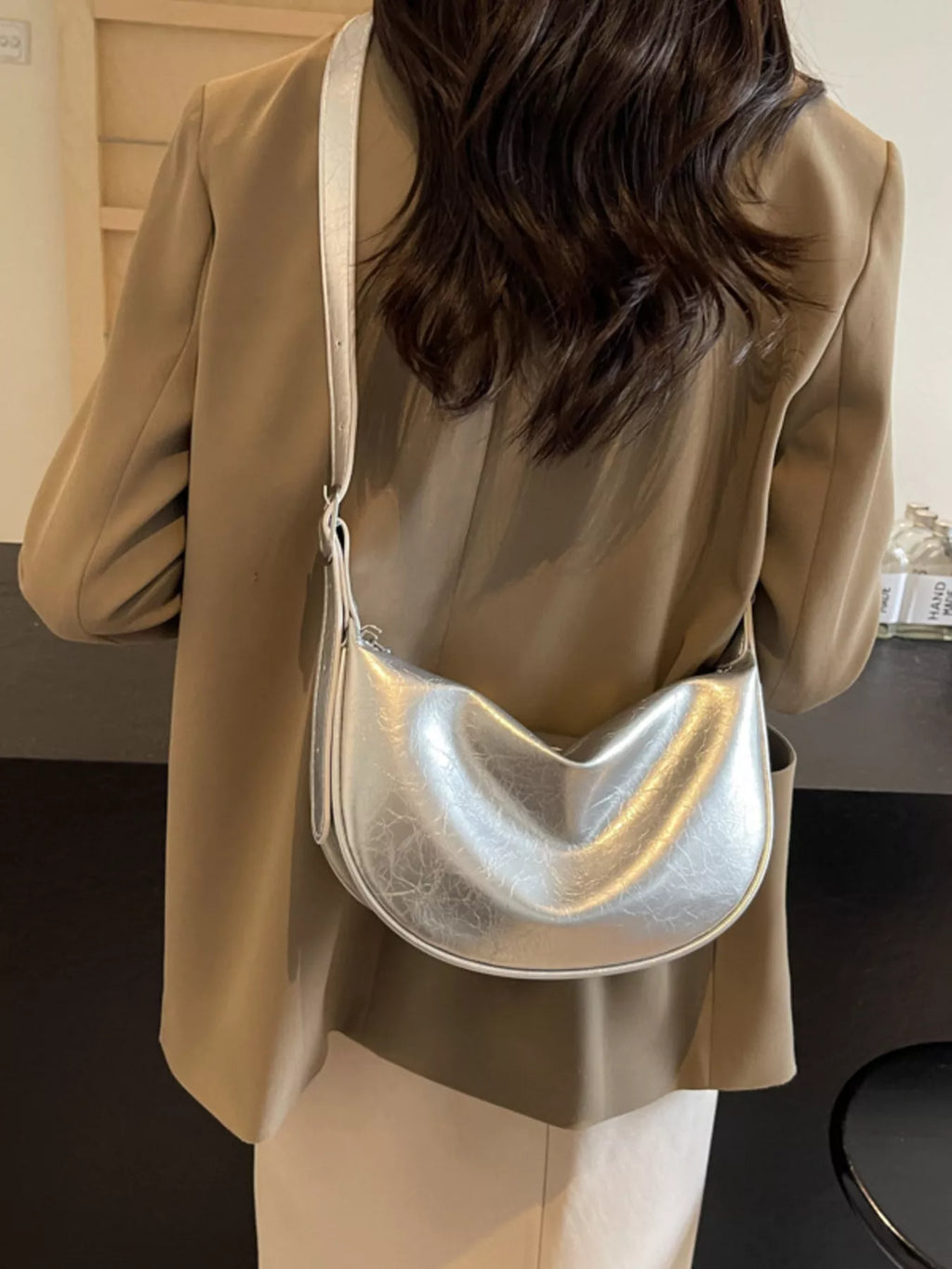 Adjustable Strap Crescent Crossbody Bag