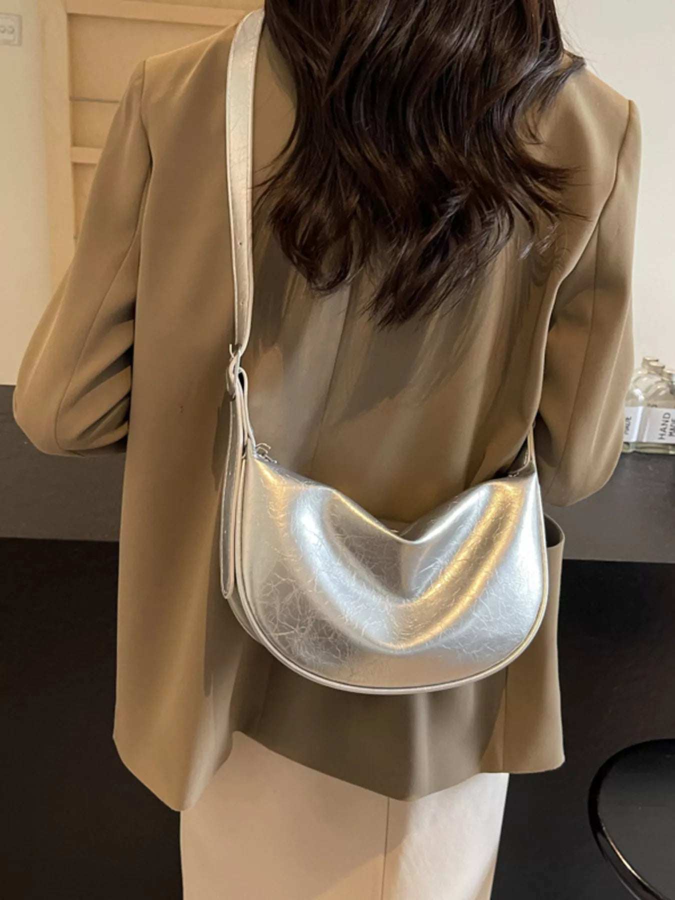 Adjustable Strap Crescent Crossbody Bag