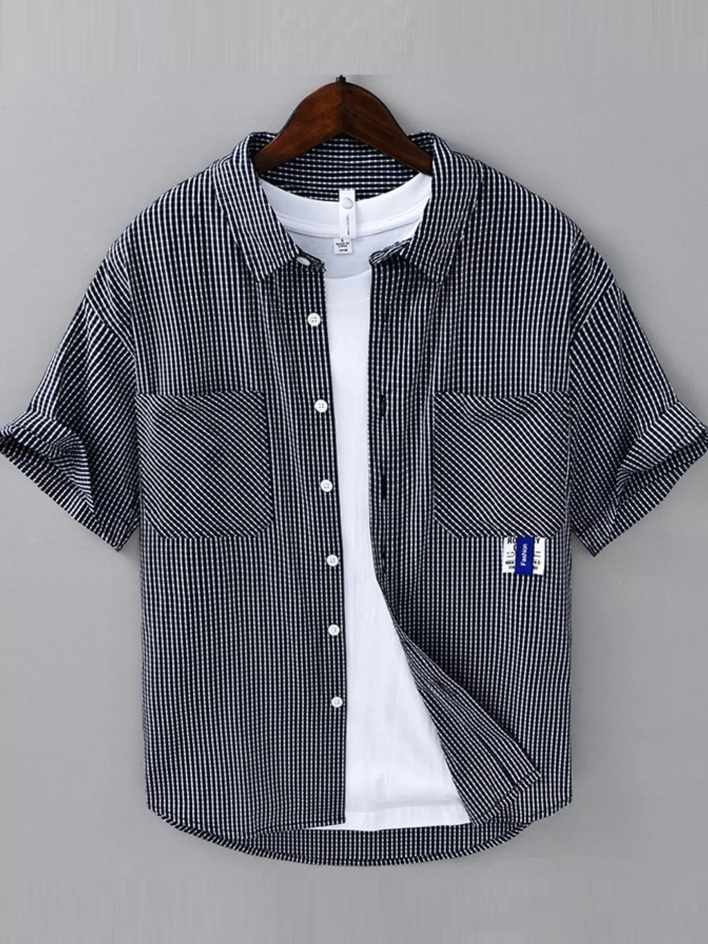 Men's Plus Size Casual Plaid Short Sleeve Shirt