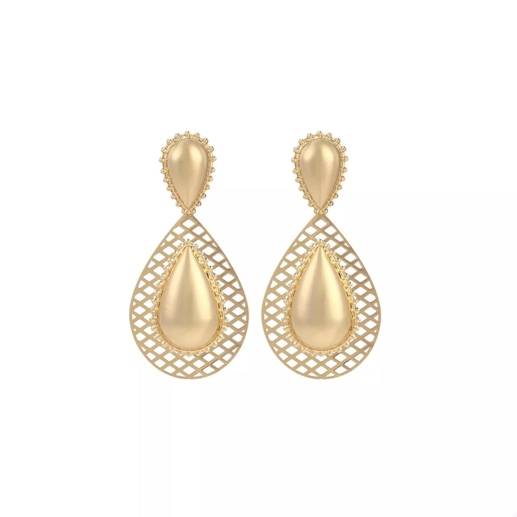 Hollowed-Out Teardrop Statement Earrings