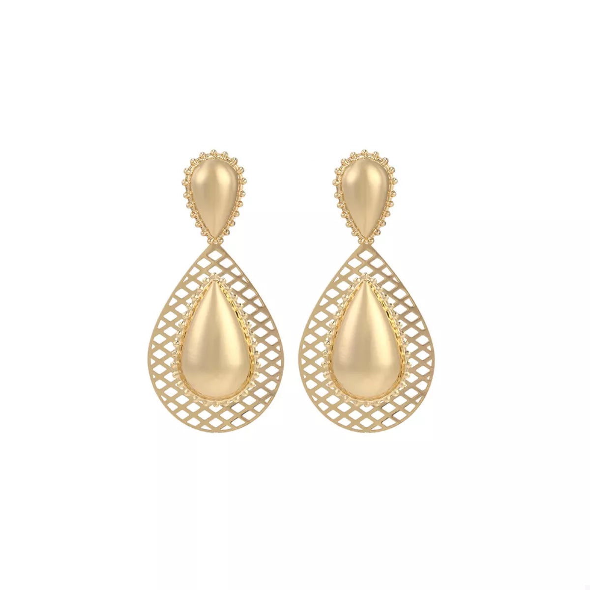 Hollowed-Out Teardrop Statement Earrings