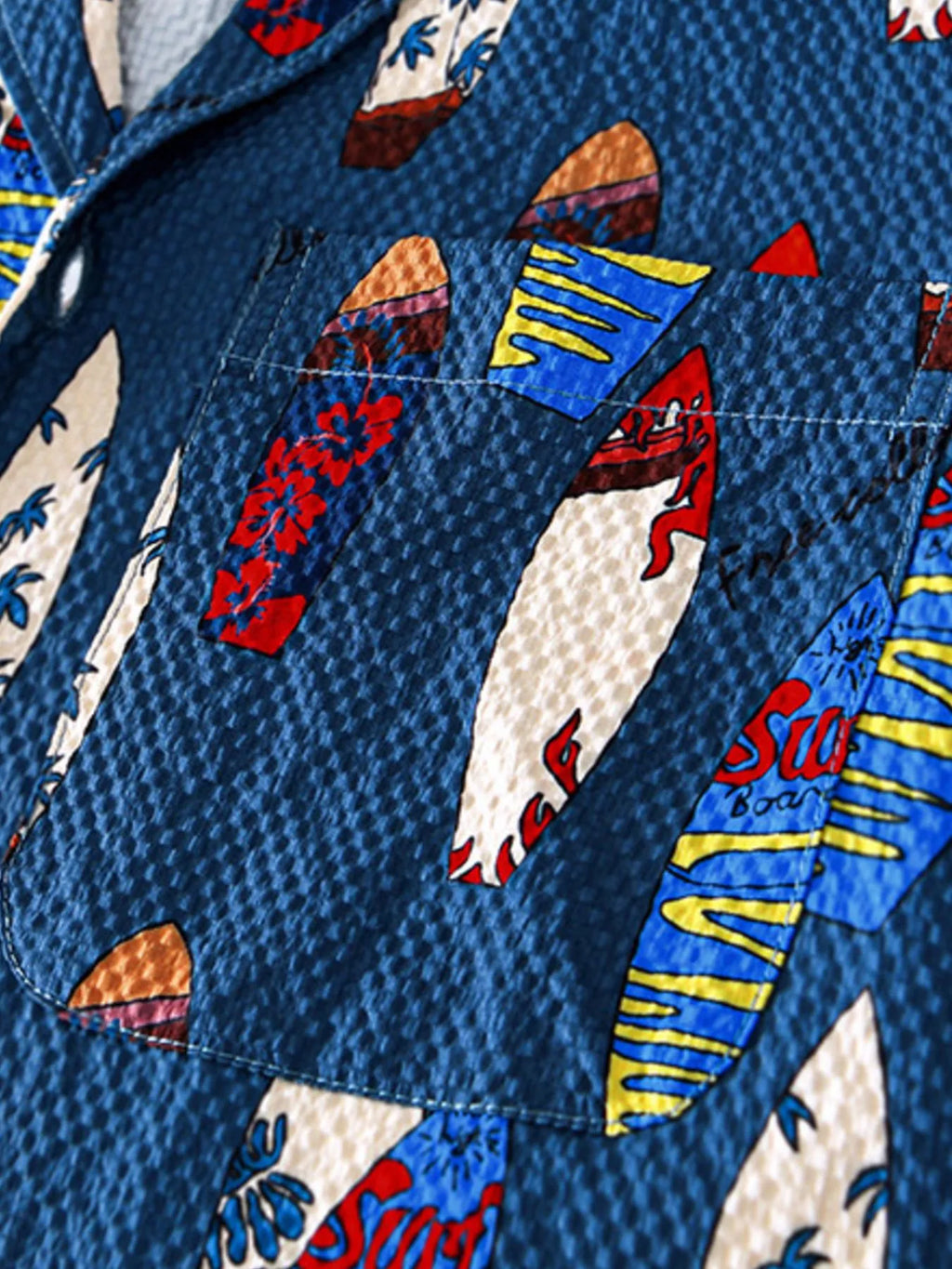 Men's Printed Button Up Short Sleeve Shirt