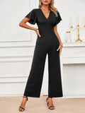 V-Neck Flutter Sleeve Jumpsuit