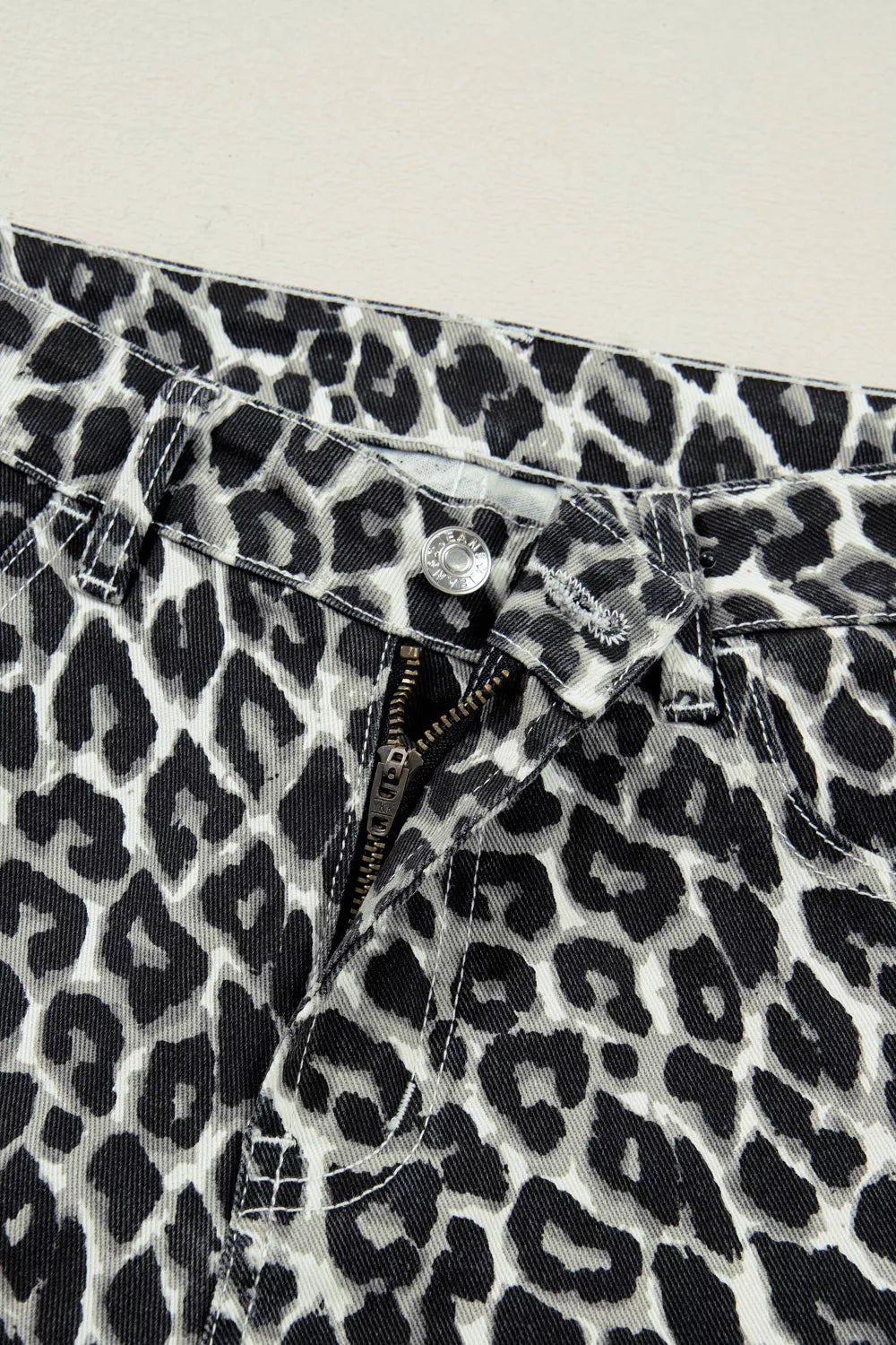 Leopard Print Barrel Jeans