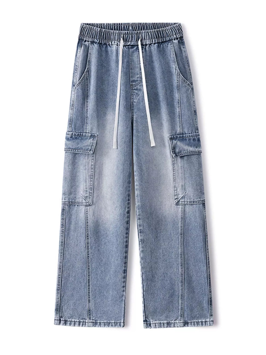Men's Plus Size Wash Wide Leg Cargo Jeans