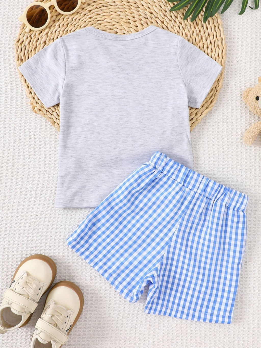 Children's Animal Embroidered Tee and Shorts Set