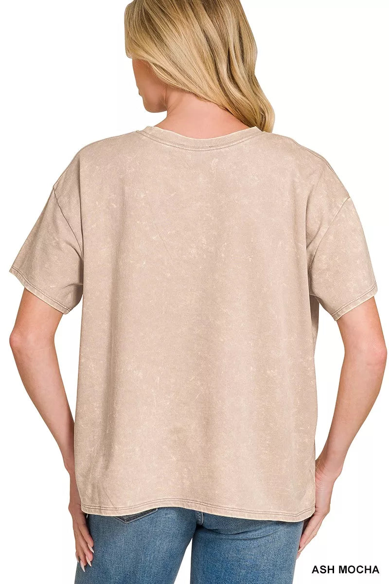 Zenana French Terry Acid Washed Relaxed Top & Short Set