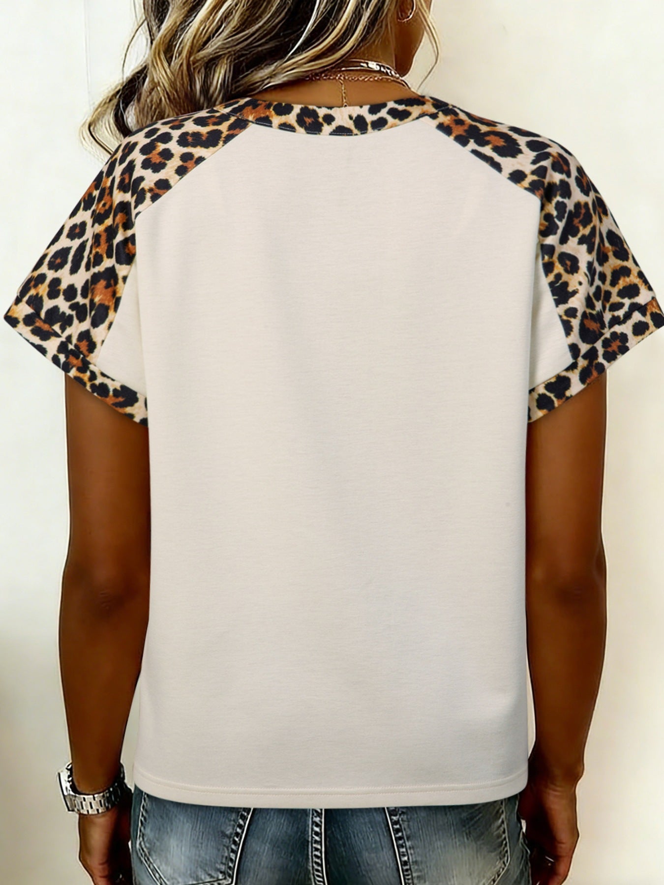 Leopard Print Raglan Sleeve Blouse
