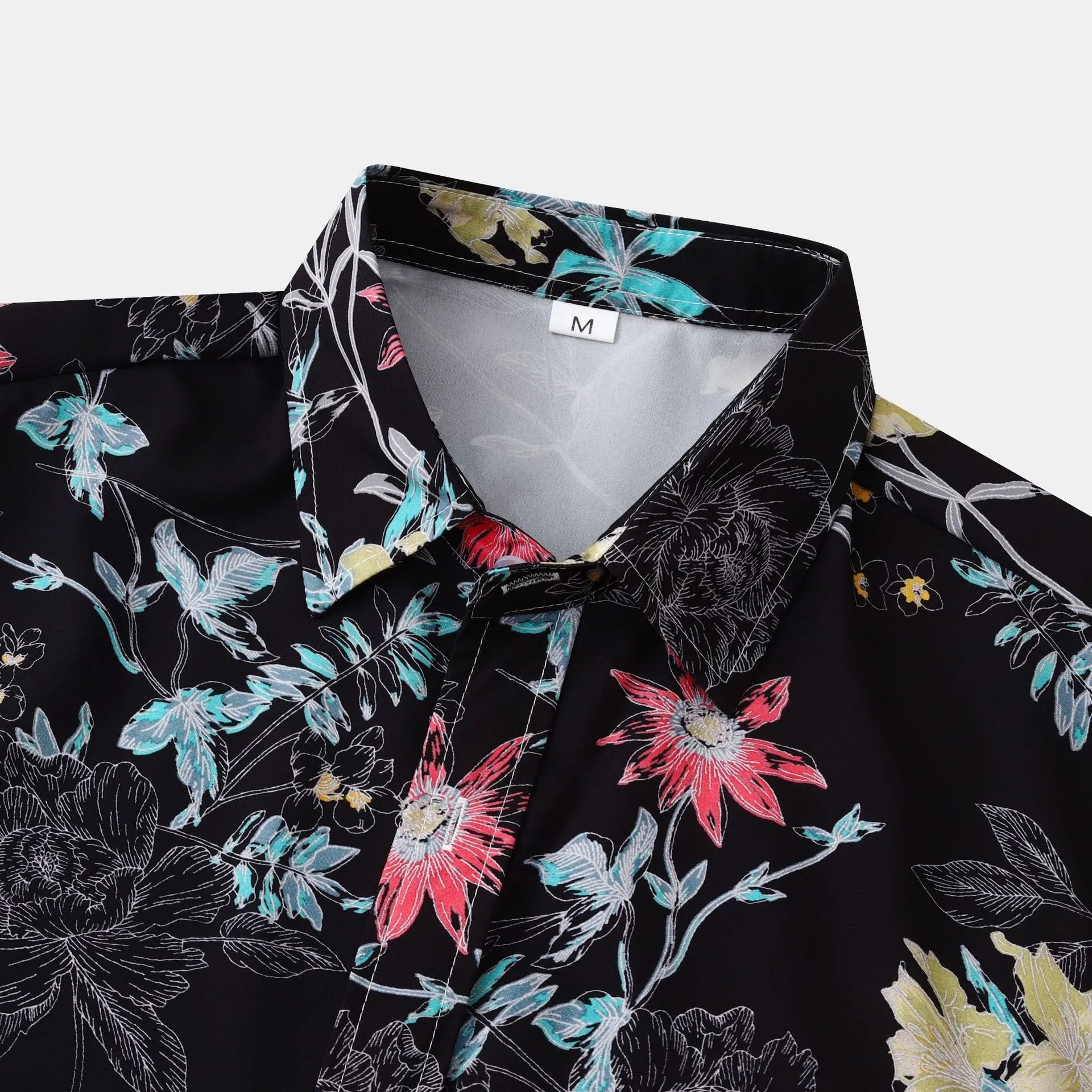 Men's Plus Size Floral Print Short Sleeve Button Down Casual Shirt