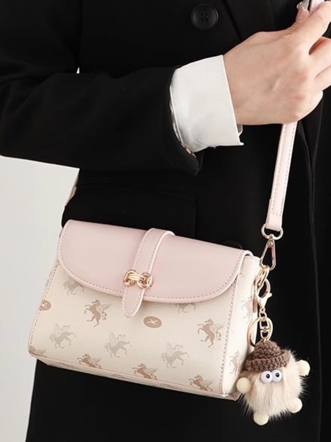 Pegasus Print Flap Crossbody Bag