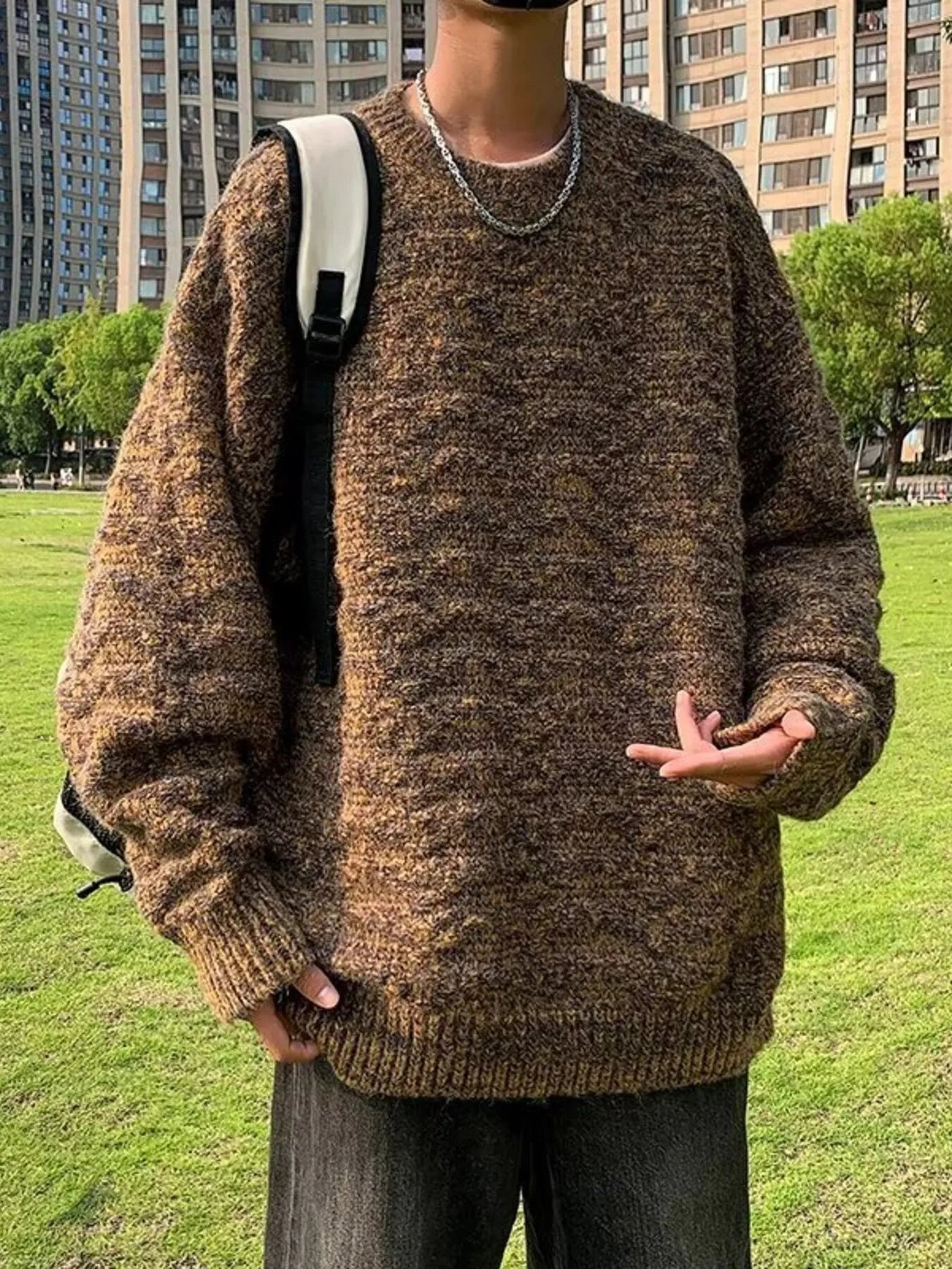 Men's Textured Knit Pullover Sweater