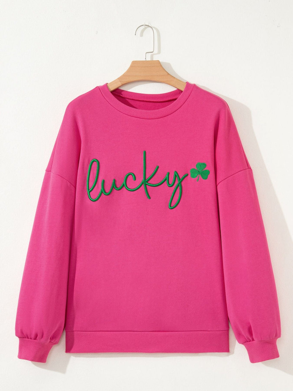 Lucky Clover Embroidered Loose Pullover Sweatshirt