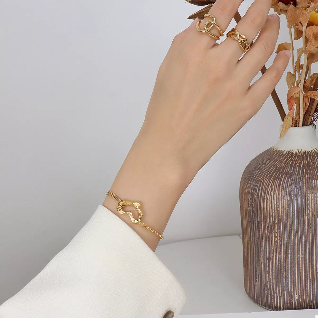 18K Gold-Plated Titanium Steel Heart Bracelet