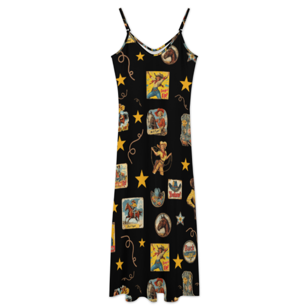 Baha Ranch Vintage Cowgirl Collage Western Sun Dress