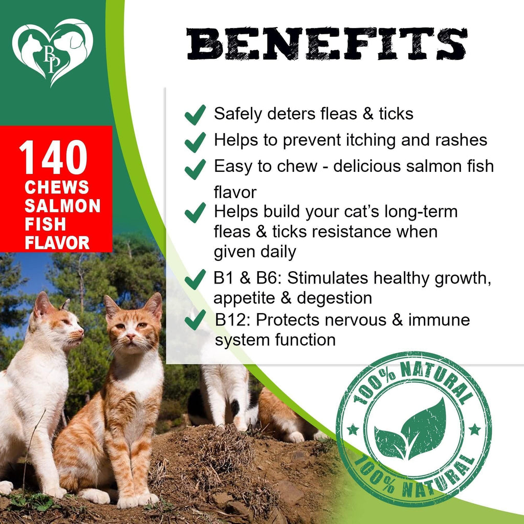 Flea and Tick Prevention Chewable Pills for Cats Revolution Oral Flea Treatment for Pets Pest Control & Natural Defense Chewables Small Tablets Salmon Fish Taste