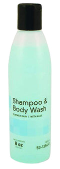 Skin and Hair Cleanser 8 oz. Case of 48 Shampoo & Body Wash with Lanolin, Aloe Vera and collagen. Skin care solution for showers or baths. Natural conditioners & Pleasant Summer Rain Scent.