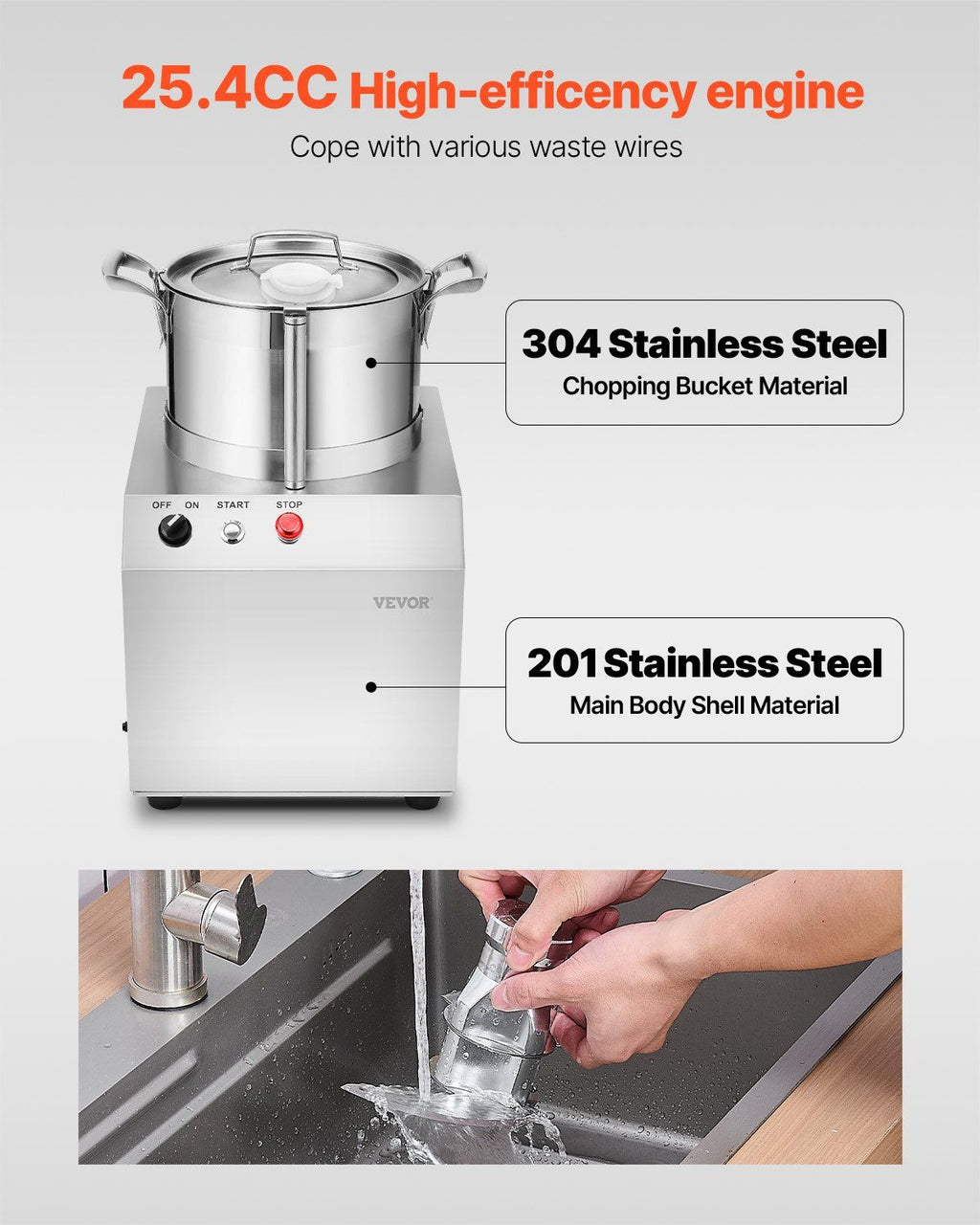 Food Processor Vegetable Chopper 4.3 Quart F ood-G rade Stainless Steel Blender