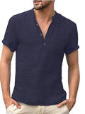 Men's Full Size Button Detail Short Sleeve Blouse Plus Size