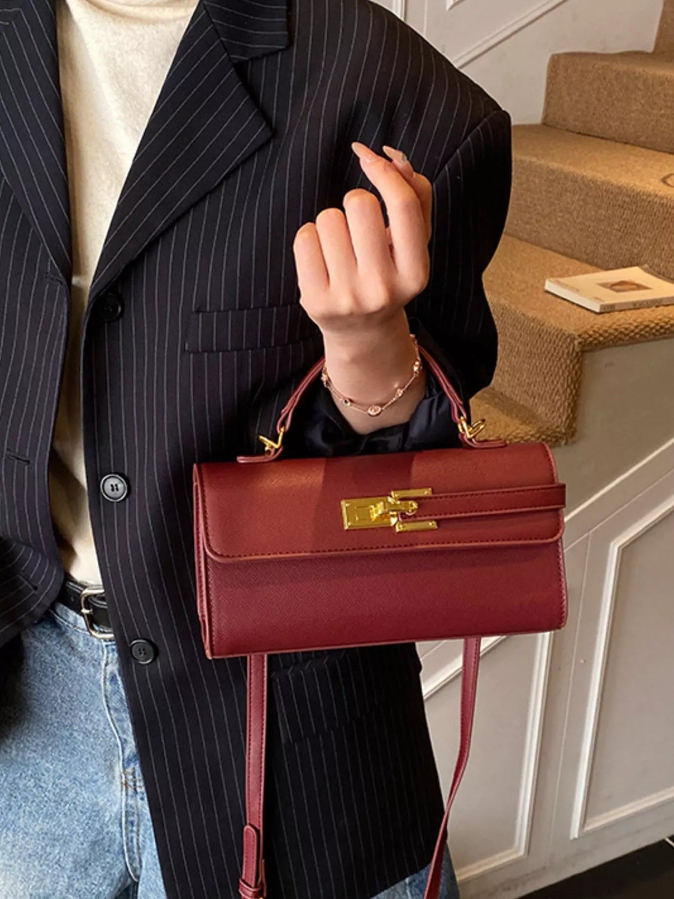 Golden Clasp Crossbody Bag