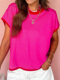 Contrast Trim Round Neck Short Sleeve Sweater