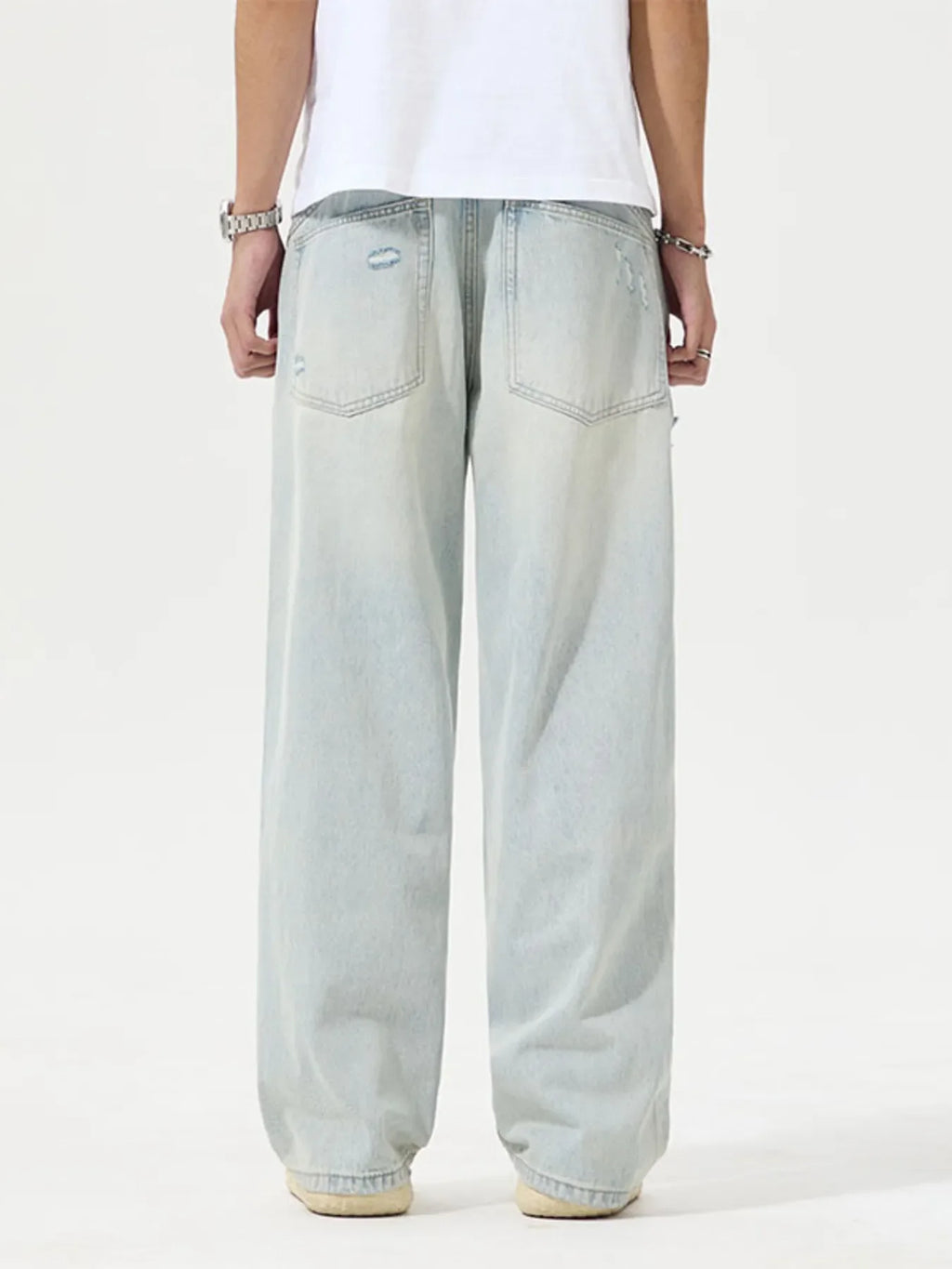 Men's Full Size Distressed Wide Leg Jeans Plus Size