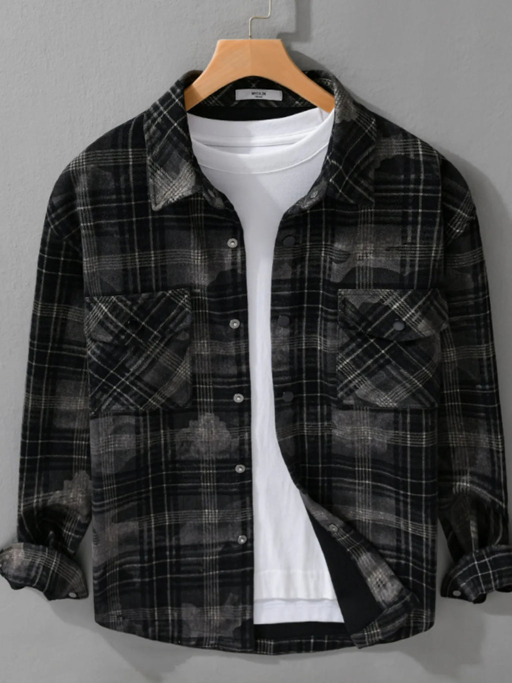 Men's Plus Size Plaid Button Up Long Sleeve Shirt