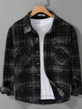 Men's Plus Size Plaid Button Up Long Sleeve Shirt