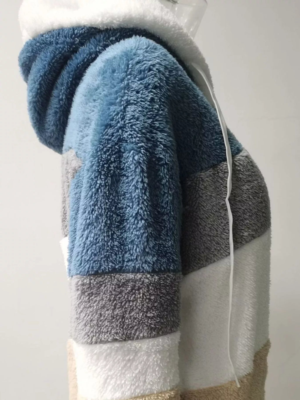 Full Size Fuzzy Zip Up Hooded Outerwear Plus Size