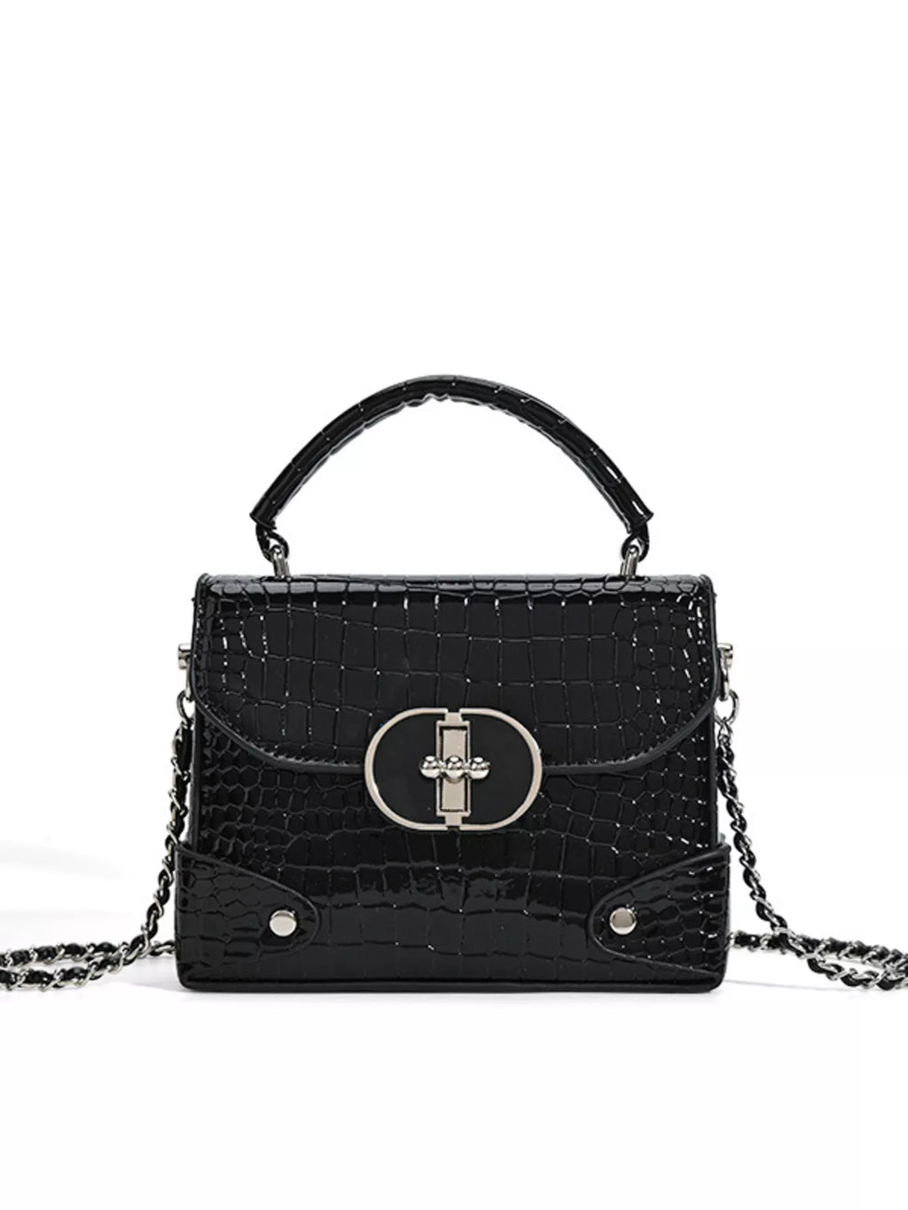 Crocodile Pattern Flap Crossbody Bag