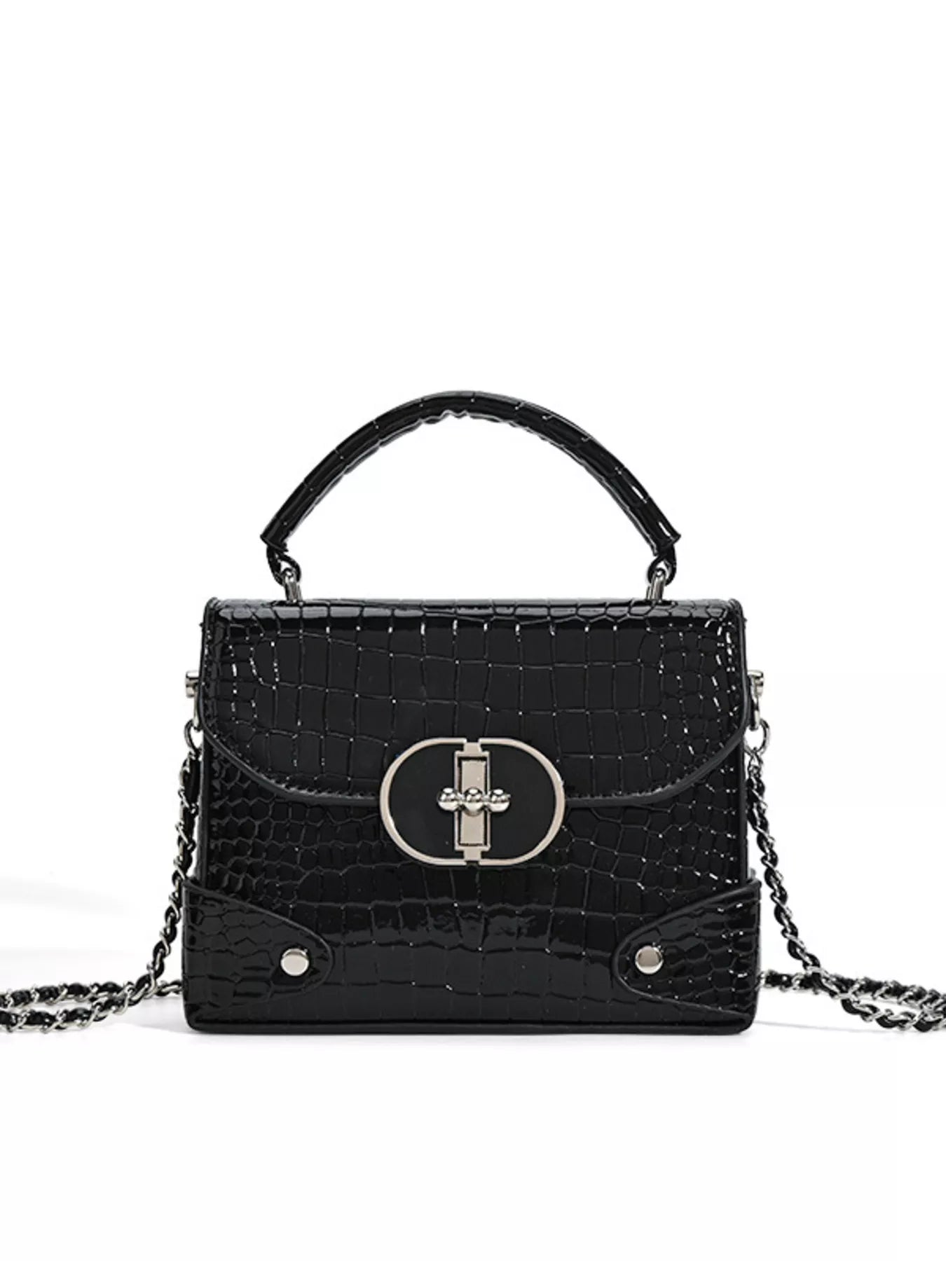 Crocodile Pattern Flap Crossbody Bag