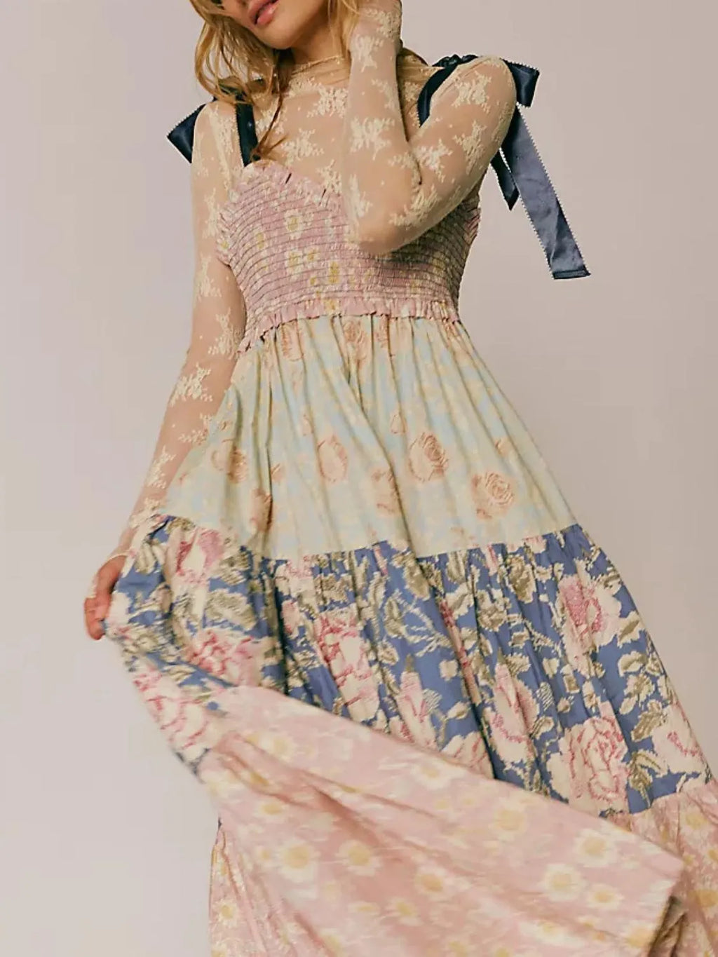 Printed V-Neck Tie Shoulder Cami Dress