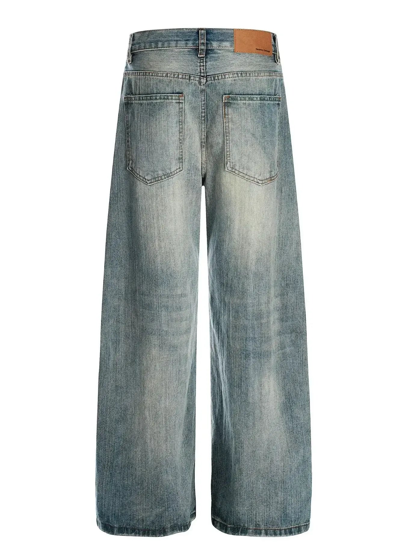 Men's Vintage Washed Distressed Wide Leg Jeans