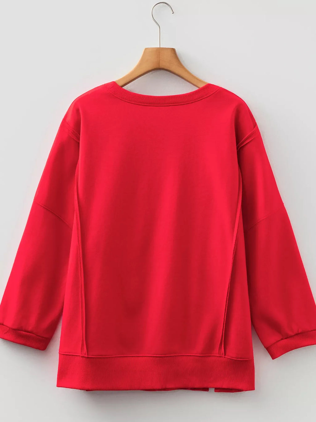 Floral Bow Patched Exposed Seam Patchwork Slit Baggy Sweatshirt