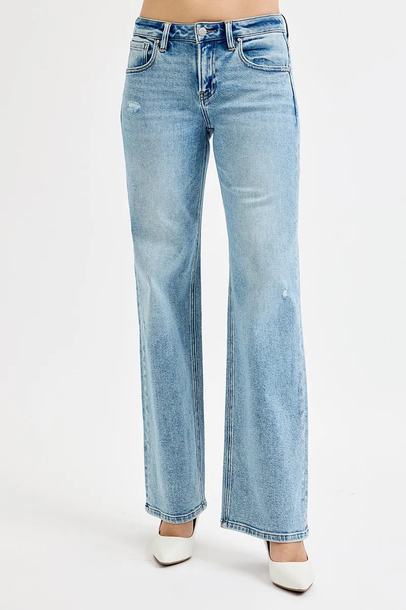 RISEN Full Size Low Rise Ankle Boyfriend Distressed Jeans Plus Size