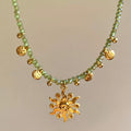 14K Gold-Plated Bead Sun Pendant Necklace