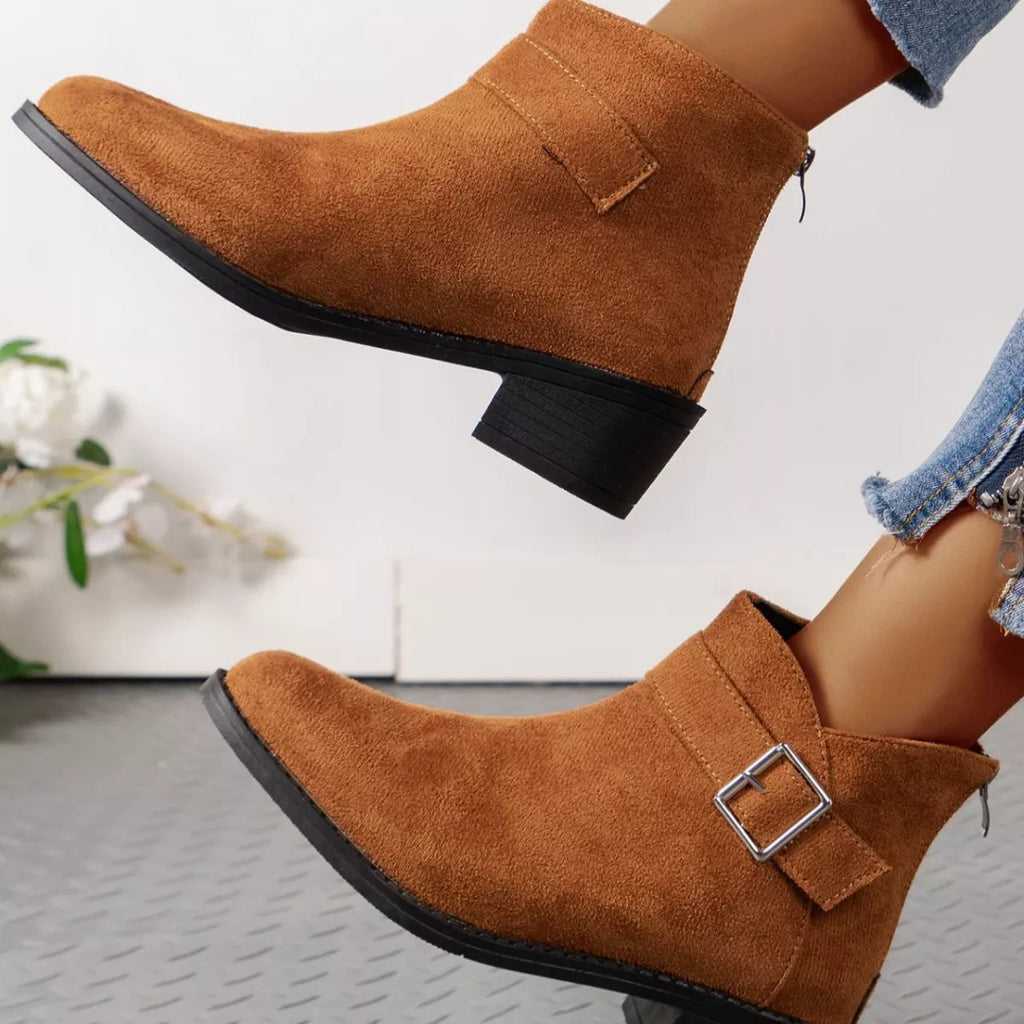 Point Toe Block Heels Boots