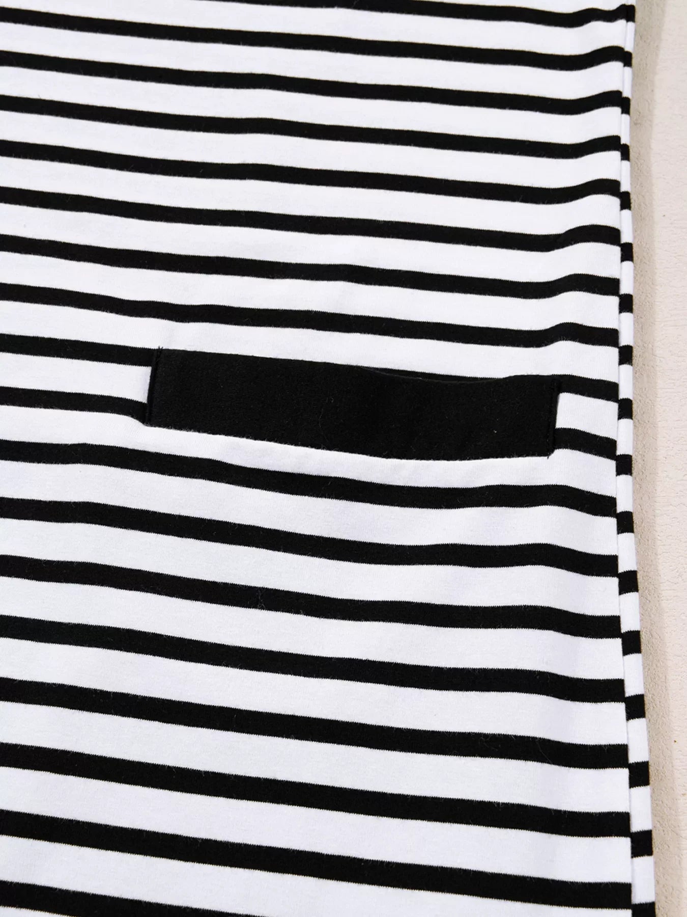 Stripe Buttoned Front Collared Long Sleeve T Shirt Dress with Pockets